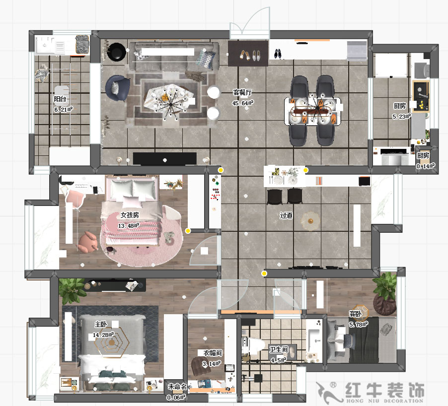 蔣琛_萬達茂三期2-2001-128㎡-現(xiàn)代簡約風(fēng)格_平面圖+logo