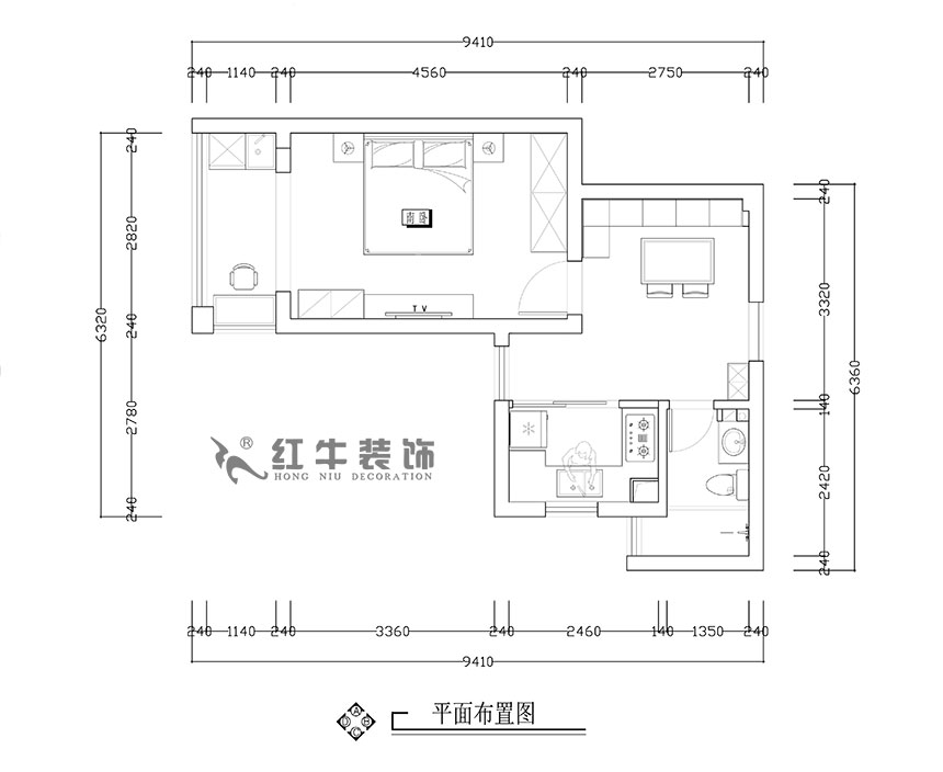 張智猿_銀龍四期11棟2-706-42㎡-現(xiàn)代簡約風格_1室1廳1衛(wèi)（老房裝修）_定制家￥79453_全包8萬00_02平面布置圖