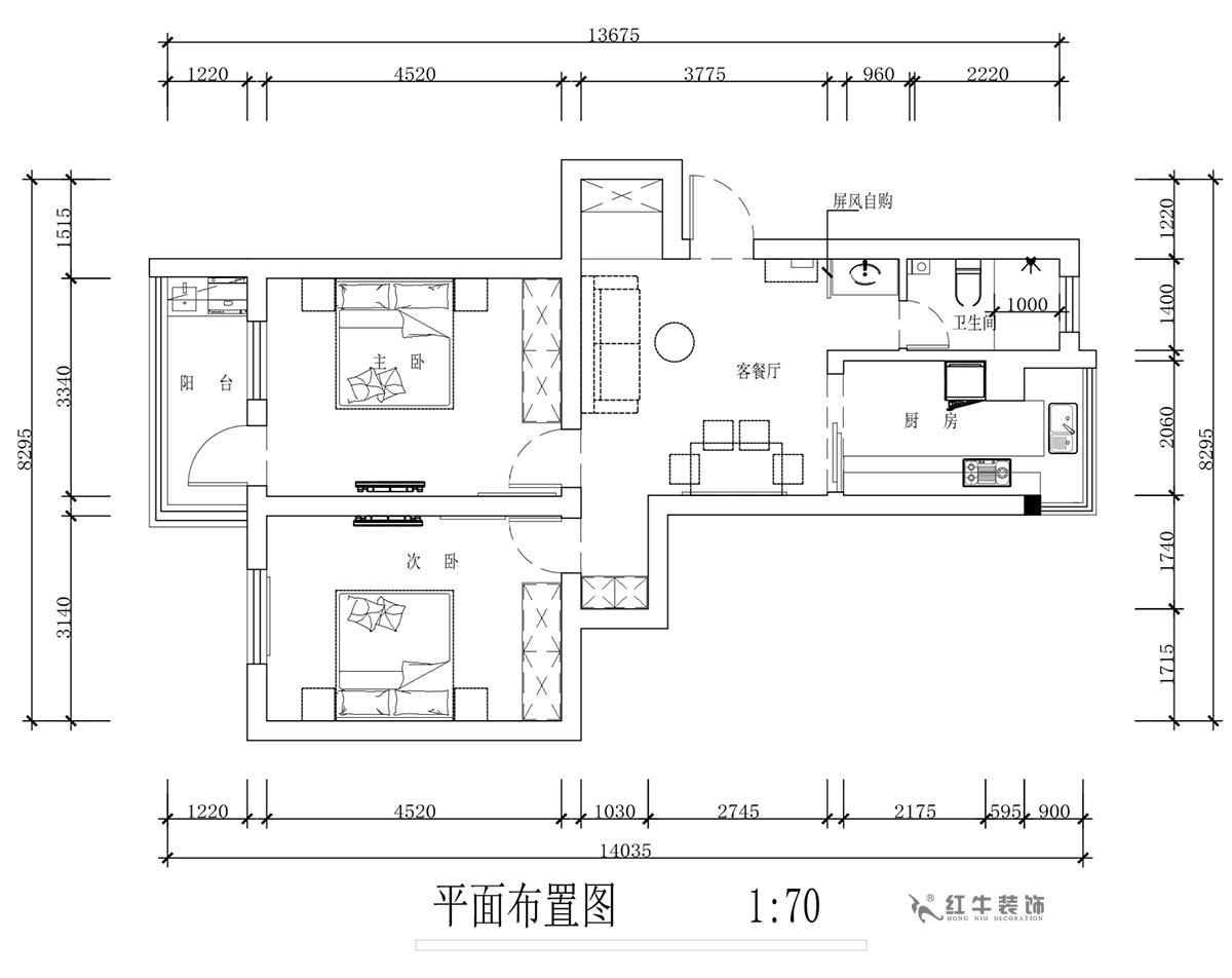 蔣?。蔡┐?1-401-80㎡-現(xiàn)代簡(jiǎn)約風(fēng)格｜2室1廳1衛(wèi)｜舊房裝修｜定制家￥126767｜全包12萬(wàn)｜00_02平面布置圖