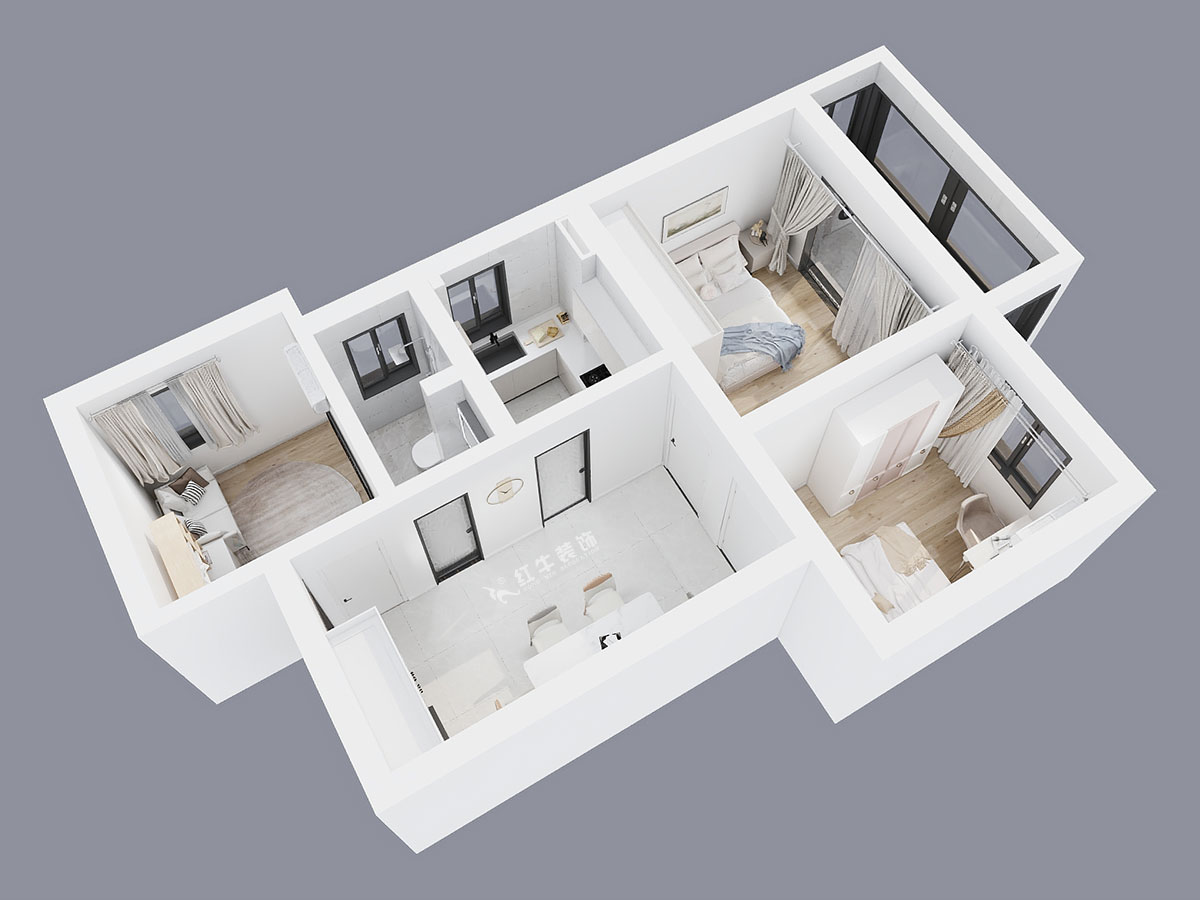 蔣琛｜建鄴路住宅小區(qū)72-1806-70㎡-現(xiàn)代簡約風(fēng)格｜3室1廳1衛(wèi)｜老房裝修｜定制家｜全包10萬｜00_04鳥瞰圖