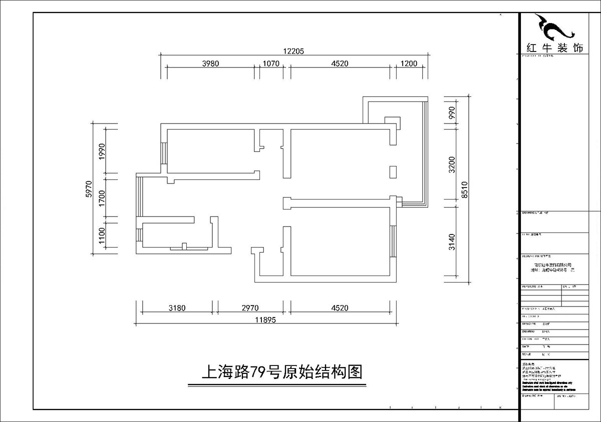 朱彥｜上海路79號(hào)2-201-80㎡-簡約風(fēng)格｜3室1廳1衛(wèi)｜老房裝修｜定制家｜全包11萬｜00_01原始結(jié)構(gòu)圖
