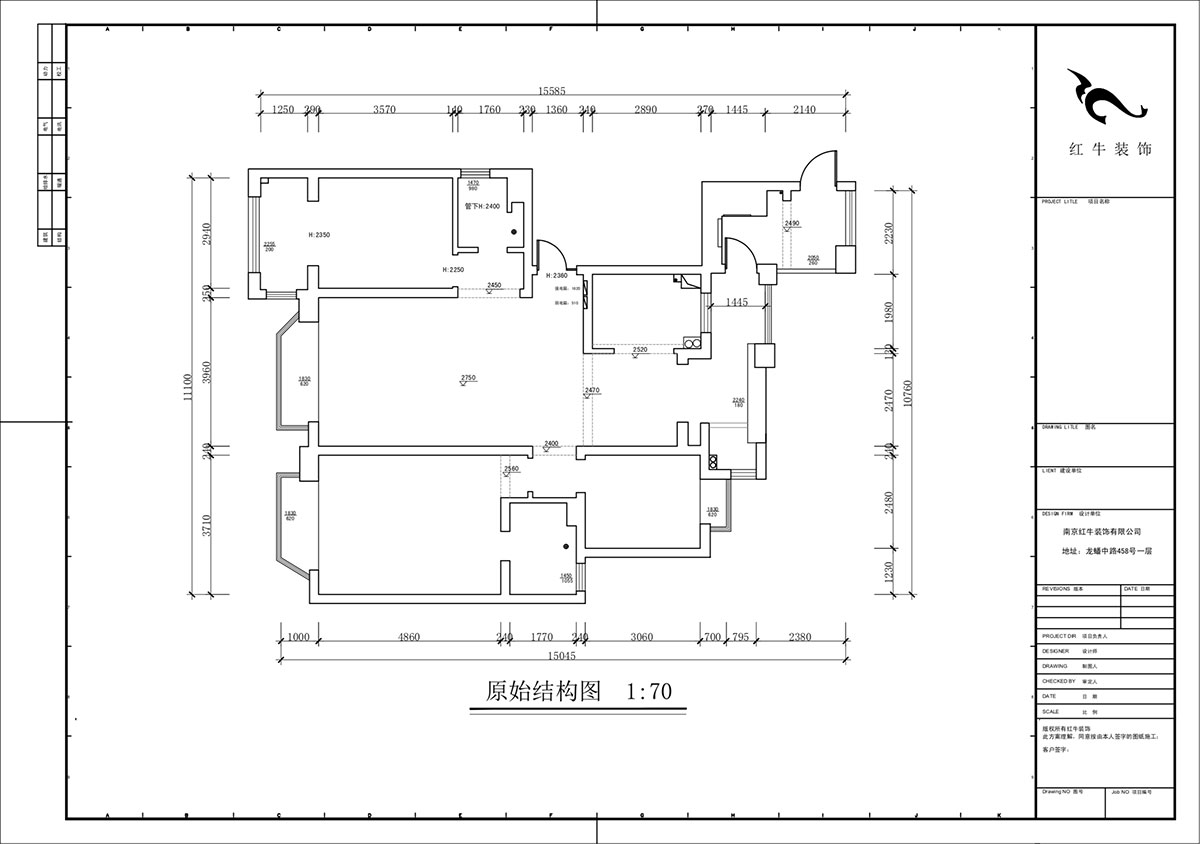 蔣?。鸪?1-3-2206-140㎡-法式奶油風(fēng)格｜3室2廳2衛(wèi)｜新房裝修｜定制家｜全包23萬(wàn)｜00_01原始結(jié)構(gòu)圖