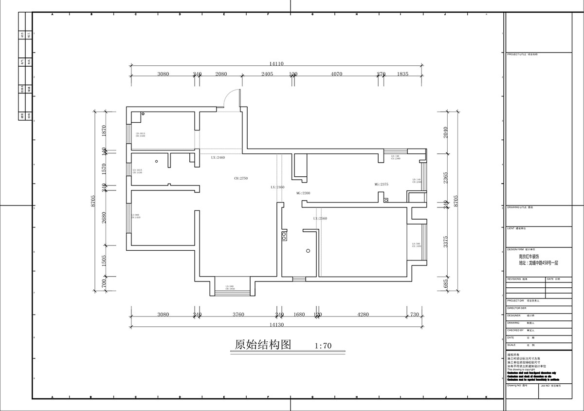 蔣琛｜金域國(guó)際10-2004-105㎡-現(xiàn)代簡(jiǎn)約風(fēng)格｜3室1廳1衛(wèi)｜毛坯裝修｜定制家｜全包12萬｜00_01原始結(jié)構(gòu)圖