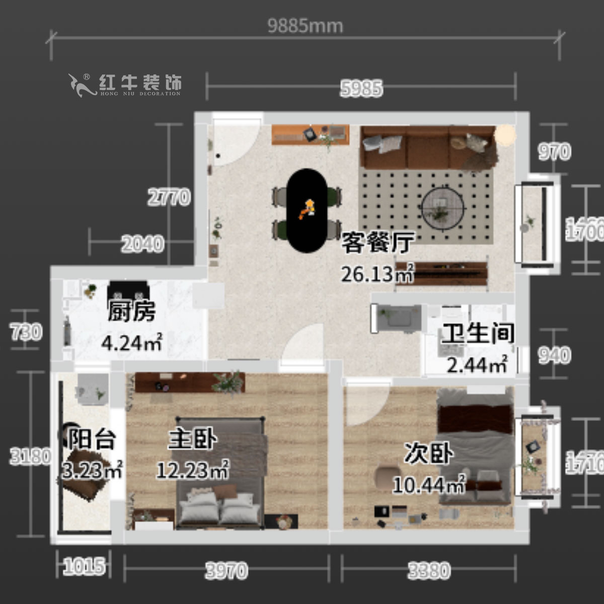 蔣?。偌液骰▓@倫敦城23-801-75㎡-復(fù)古風｜2室1廳1衛(wèi)｜二手房裝修｜定制家｜全包12萬｜00_03平面彩圖