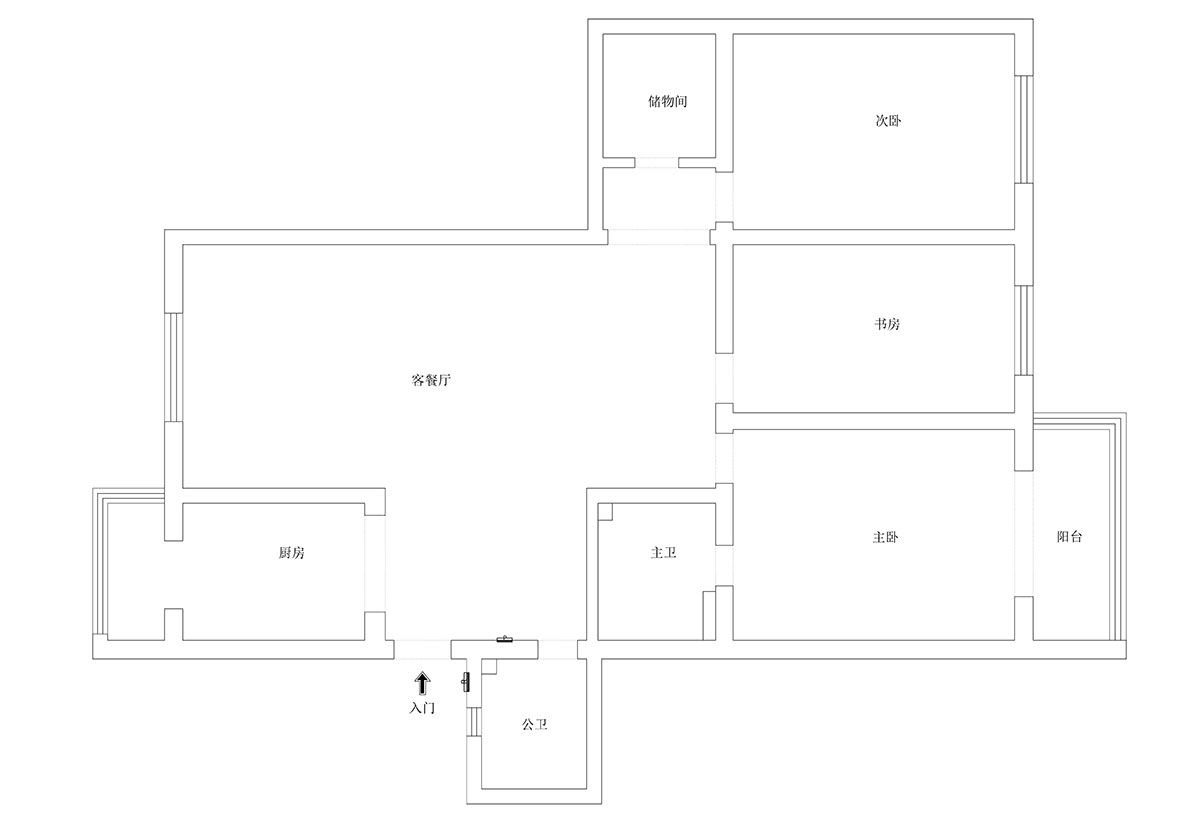 蔣婷婷｜御林山莊12-103-135㎡-法式中國風(fēng)｜3室2廳1廚2衛(wèi)｜00_01原始結(jié)構(gòu)圖