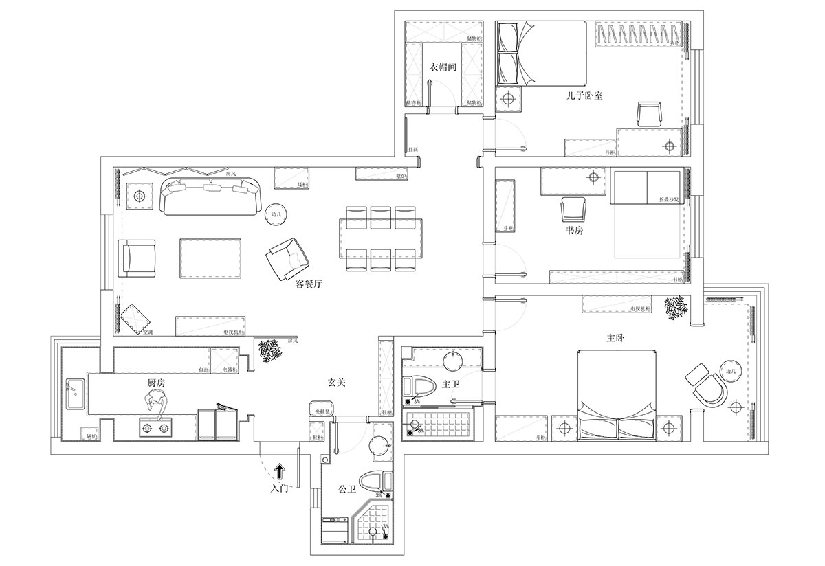 蔣婷婷|御林山莊12-103-135㎡-法式中國風(fēng)|3室2廳1廚2衛(wèi)|00_02平面布置圖