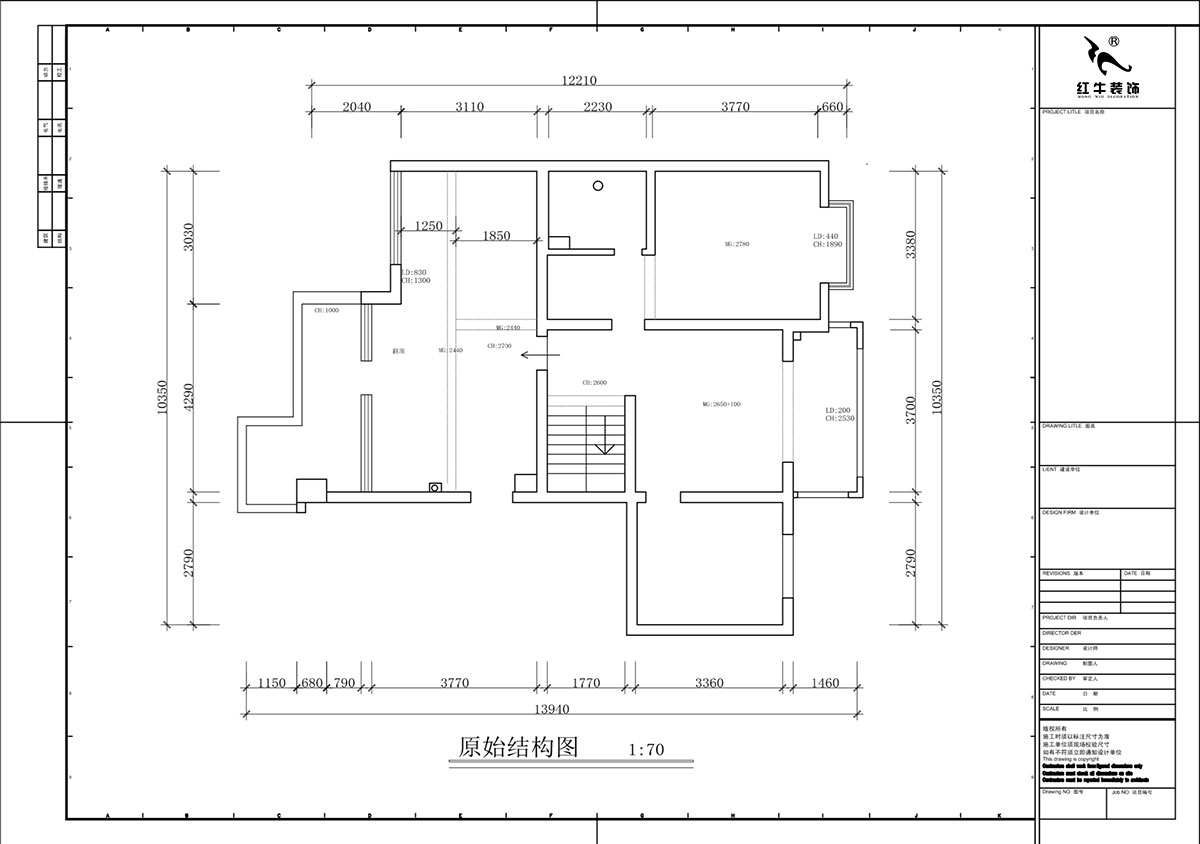 蔣?。汩坷?-3-1101-260㎡-現(xiàn)代簡約風(fēng)格｜4室3廳2衛(wèi)｜老房裝修｜定制家｜全包29萬｜00_02二層原始結(jié)構(gòu)圖