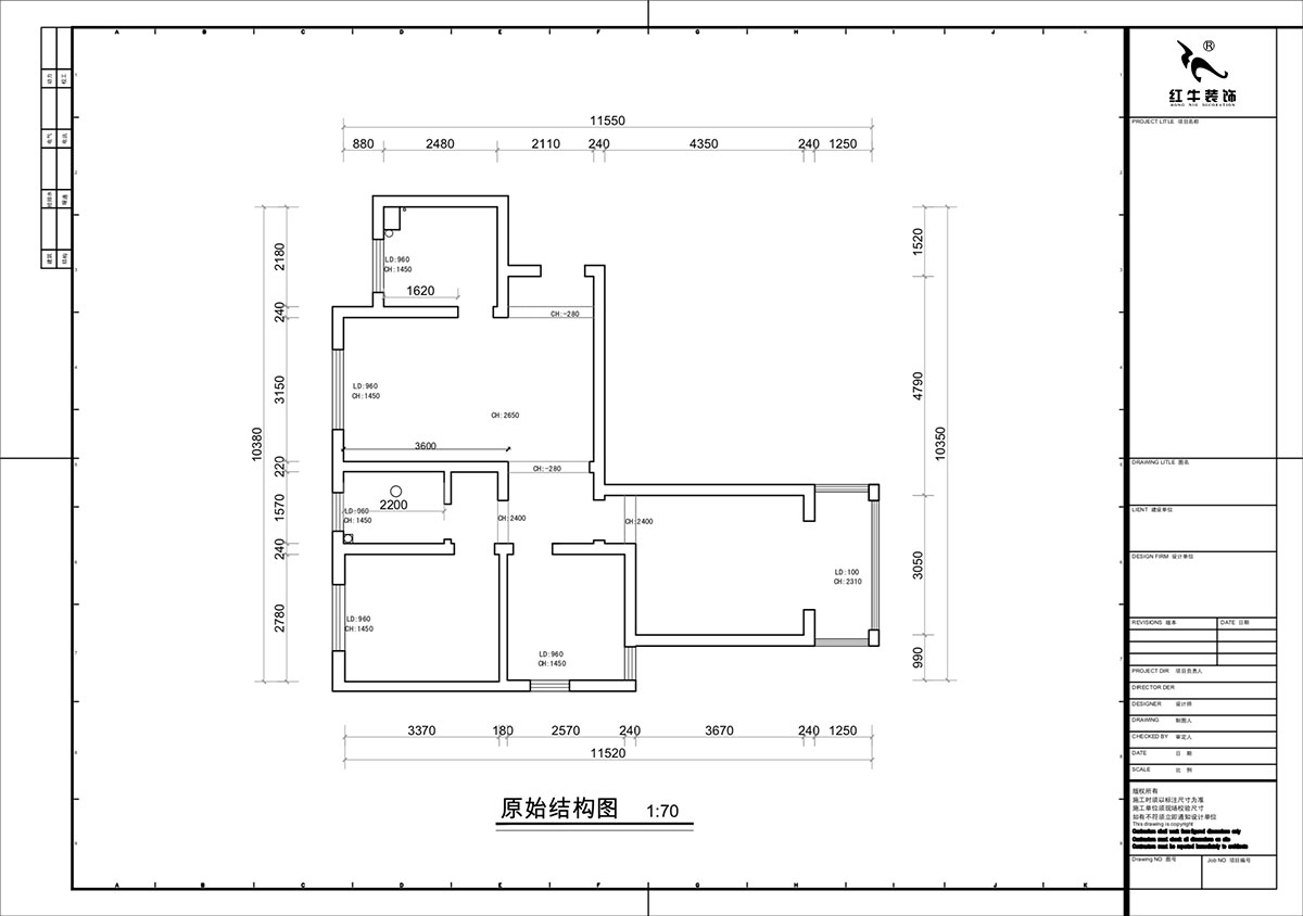 蔣?。y龍雅苑11-3-212-85㎡-現(xiàn)代原木風｜3室1廳1衛(wèi)｜新房裝修｜定制家｜全包11萬｜00_01原始結構圖