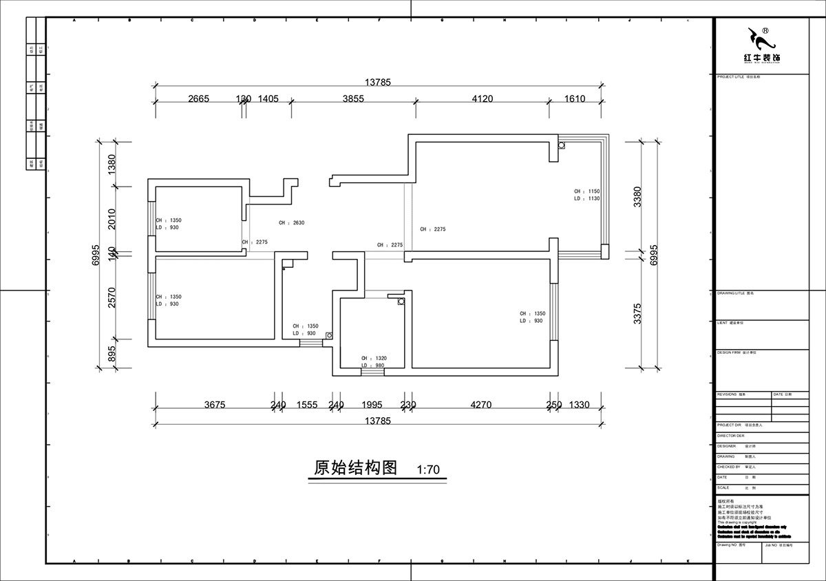 蔣?。自蒲啪?1-202-88㎡-現(xiàn)代簡約風(fēng)格｜3室2廳1衛(wèi)｜新房裝修｜定制家｜全包11萬｜00_01原始結(jié)構(gòu)圖