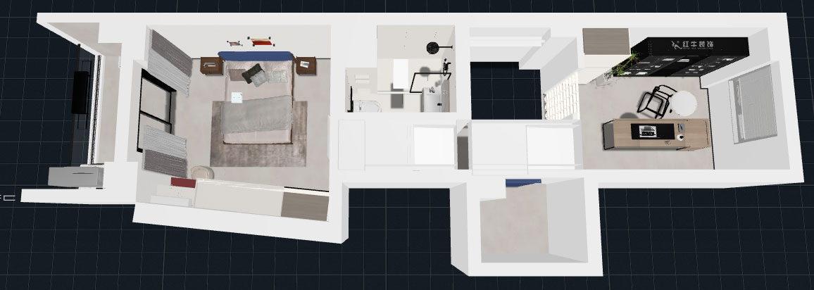 蔣?。ヌ陨郴ǔ?-1705-105㎡-現(xiàn)代簡約風格｜2室2廳1衛(wèi)｜老房裝修｜定制家｜全包15萬｜00_08二層鳥瞰圖