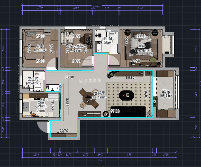 熊皓宇|金浦御龍灣-110㎡-中古風(fēng)|3室2廳2衛(wèi)|老房裝修|定制家|全包13