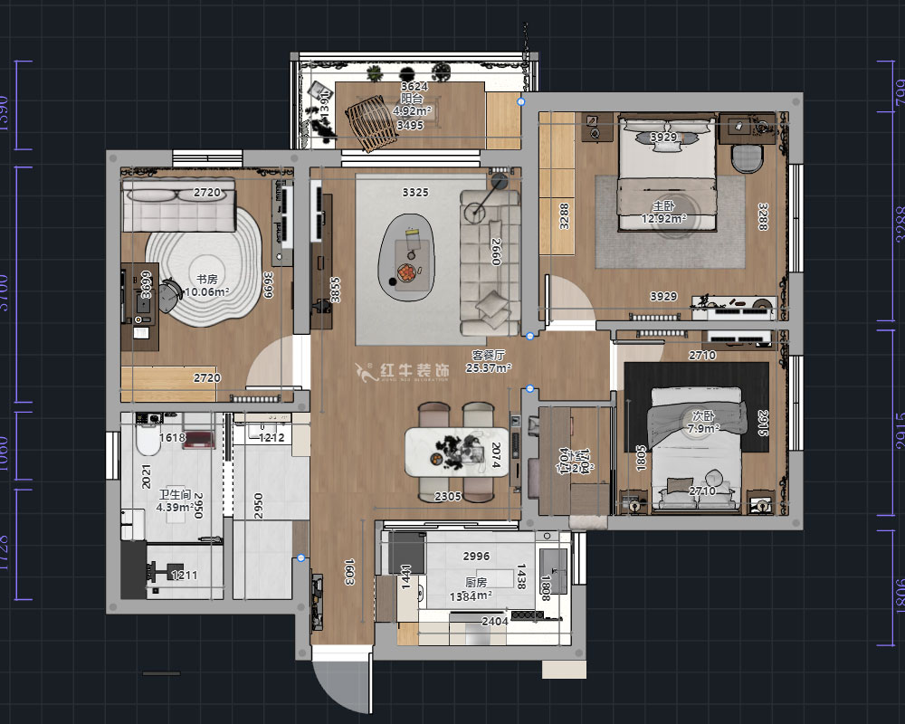 熊皓宇|陽光廣場小區(qū)1-803-100㎡-原木風|3室2廳1廚1衛(wèi)1陽臺|老房裝修|定制家|全包14