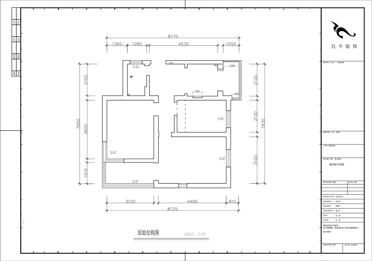 蔣?。少t街92號院9-301-68㎡-現(xiàn)代簡約風(fēng)格｜3室1廳1衛(wèi)｜老房裝修｜定制家｜全包10萬｜00_01原始結(jié)構(gòu)圖