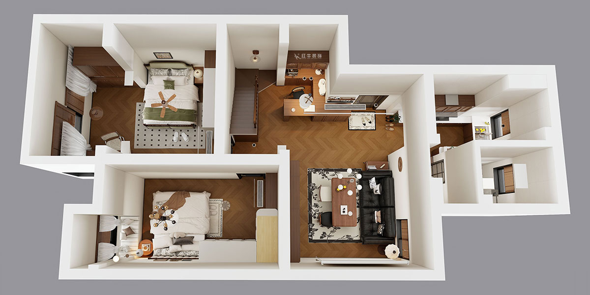 蔣琛｜奧體新城翠杉園15-507-(72+40)㎡-中古風(fēng)｜復(fù)式｜2室1廳1衛(wèi)+閣樓｜老房裝修｜定制家｜全包12萬｜00_04鳥瞰圖